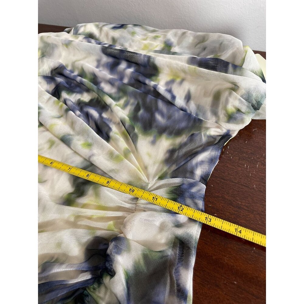 NWT Anthropologie Sarah Hann Iris Mesh Dress Tie Yellow Blue White Tie Dye SZ S - Picture 10 of 11